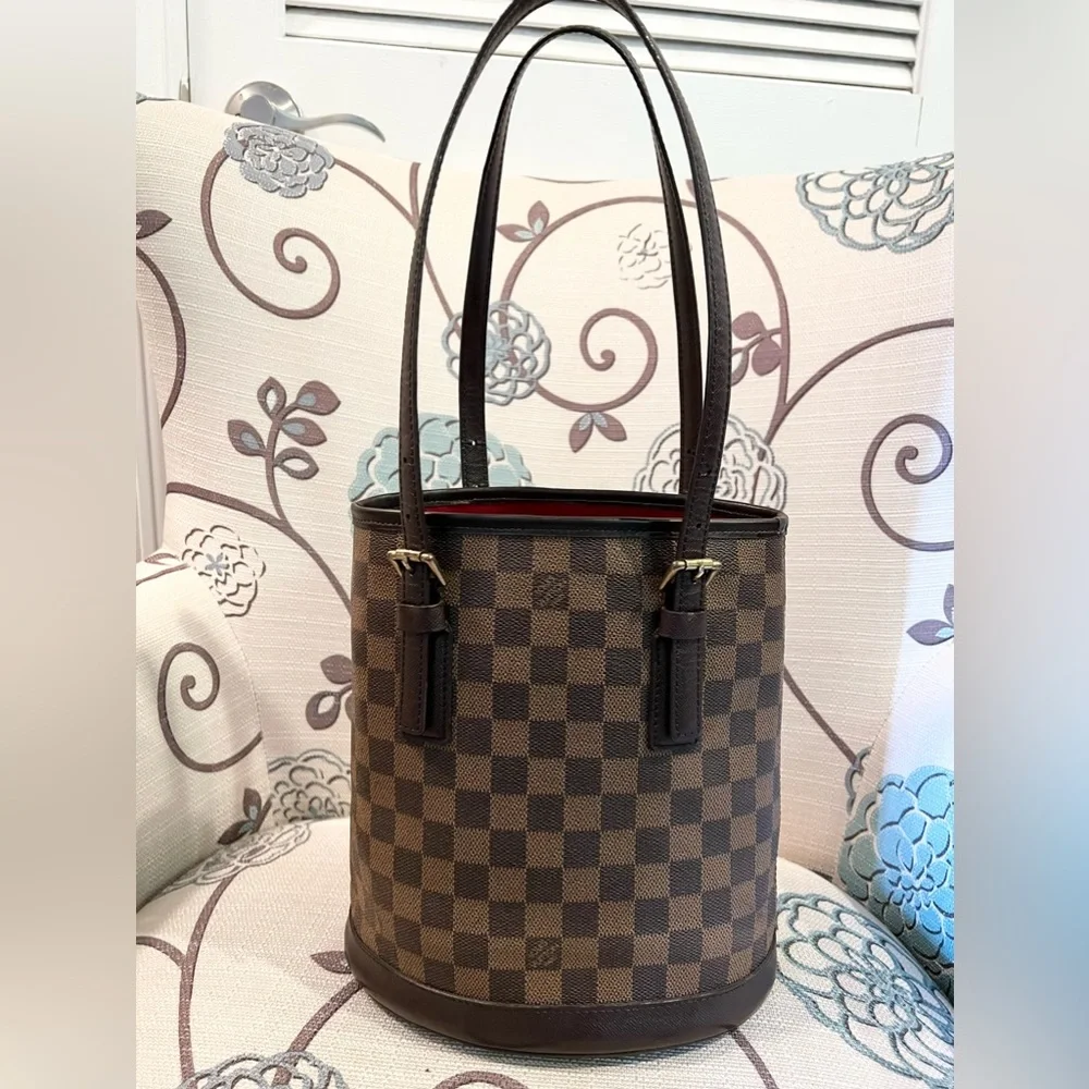 Louis Vuitton dammer ebene pm bucket bag/FULL LEATHER BAG/ EXCELLENT CONDITION - Picture 3 of 15